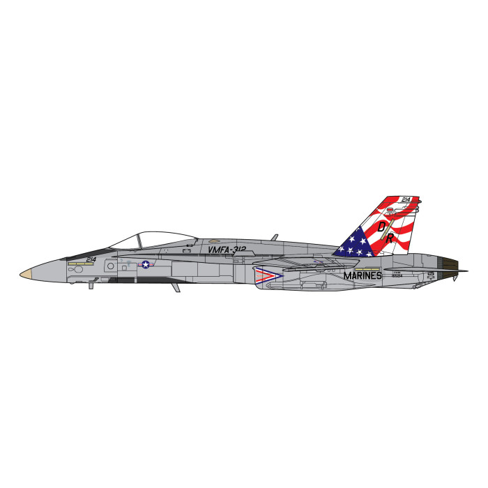 美國海軍陸戰隊 U.S. Marine Corps Boeing F/A-18C Hornet 'VMFA-312, U.S. flag design on tail' 1:72